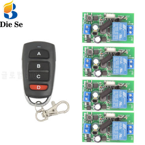 433 MHz rf Remote Control AC 220V 10A 1CH Relay Receiver for universal garage/door/Light/LED/Fanner/motor/Signal transmission