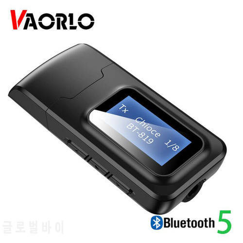 VAORLO With LCD Display Bluetooth 5.0 Audio Receiver Transmitter 3.5MM AUX Jack Stereo USB Adapter Wireless Dongle For PC TV Car