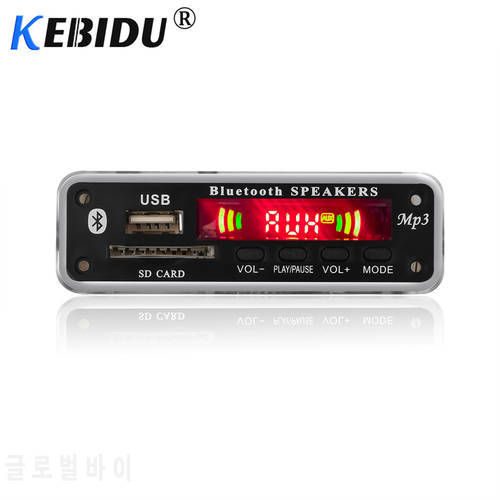Kebidu 5V 12V Bluetooth MP3 Decoder Board WMA Wireless Audio Module Support USB SD AUX FM Audio Radio Module For Car Accessorier