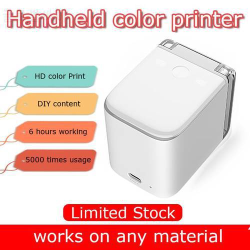 Handheld Mobile Printer Paperless Multi-surface tattoo photo logo pattern bar code mbrush Portable MINI Color Printer