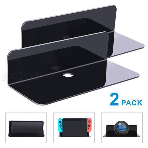 2-Packs Acrylic Floating Wall Shelves Speakers Stand Wall Space Small Display Shelf For Switch Smart Speaker With Cable Clips
