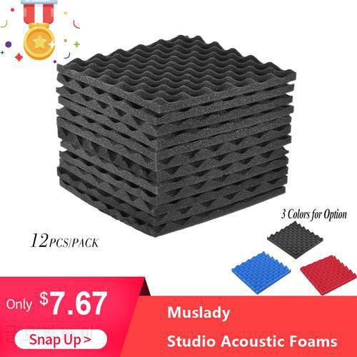 Muslady Studio Acoustic Foams Soundproof foam Panels 30CM 12*12 in For Recording studios Control rooms Vocal booth 12PCS / 24PCS
