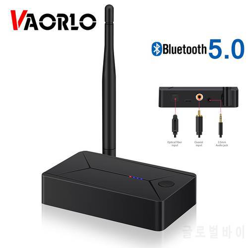 VAORLO Bluetooth 5.0 Audio Transmitter 3.5mm AUX Coaxial optical Fiber Jack Stereo Wireless Adapter For TV PC Bluetooth Speakers