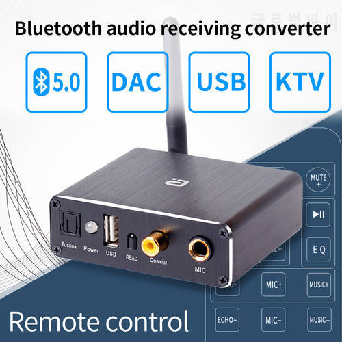Audio DAC Decoder Adapter Bluetooth 5.0 Receiver Amp U-disk Player KTV microphone Adapter Optical Coaxial To Analog Converter