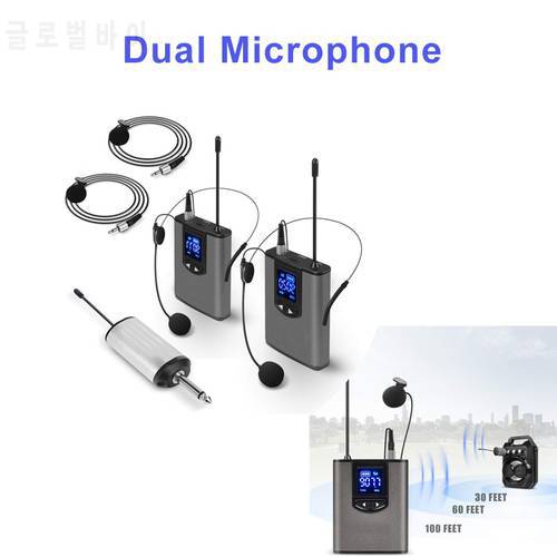 Wireless System With Dual Headset Mics/lavalier Mics Bodypack Transmitters