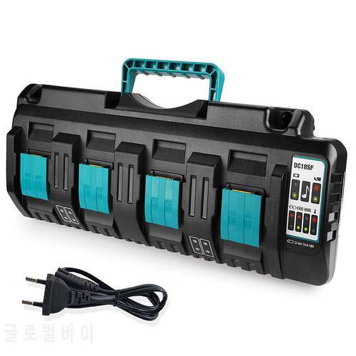 For Makita DC18SF 4-Port Fast Optimized Charger 14.4V 18V Li-ion 3A Output Charger For BL1830,BL1430,DC18RC,DC18RD with USB port