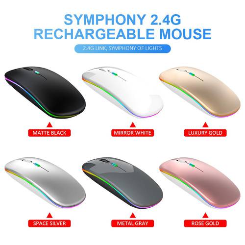 2020 New Wireless Gaming Mouse Rechargeable RGB Luminous Mouse Curosr with 7 Changeable LED Colors for Notebook Computer