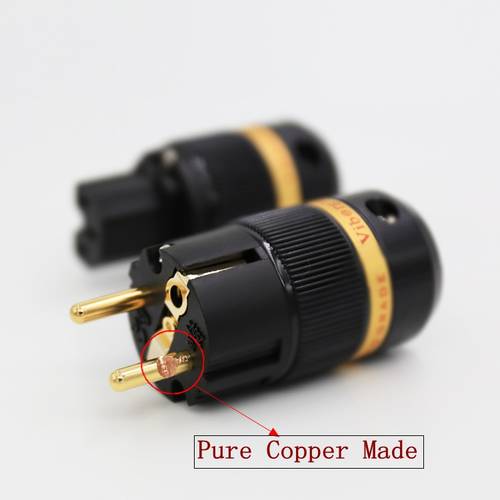 Viborg VE501G+VF501G 99.99% Pure Copper 24K Gold Plated Schuko Power Plug Connector IEC Female Plug DIY Mains Power Cord Cable