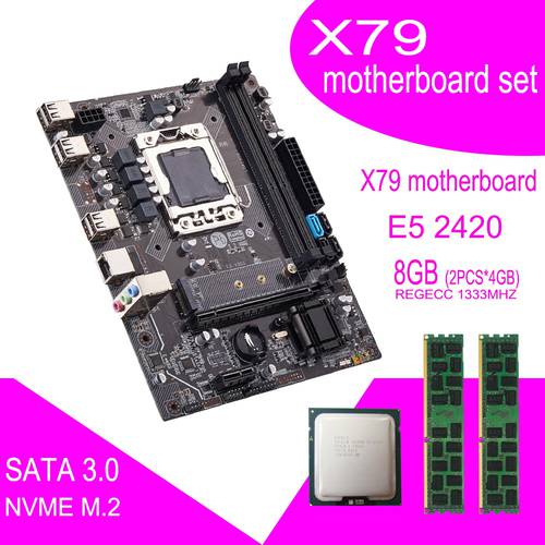 Qiyida X79 motherboard Set with Xeon LGA 1356 E5 2420 Cpu 2pcs x 4GB = 8GB 1333MHz pc3 10600R DDR3 ECC REG Memory Ram