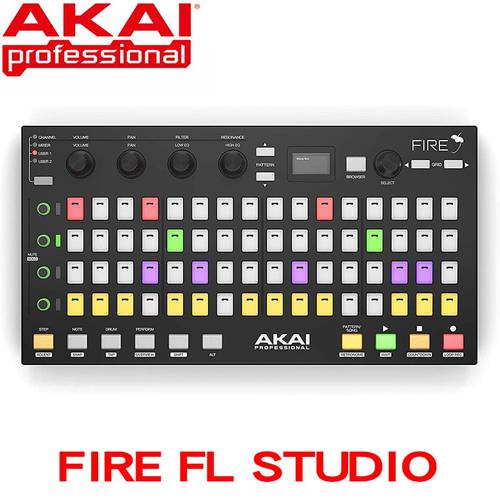 Akai professional fire FL Studio performance controller, 4 x 16 speed sensitive RGB buckle matrix, OLED display