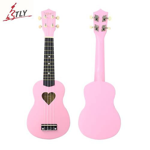 Hot Sale 21 inch Pink Ukelele Ukulele 4 Strings Hawaii Mini Guitar Heart-shaped Tone Hole Basswood Wood Uke