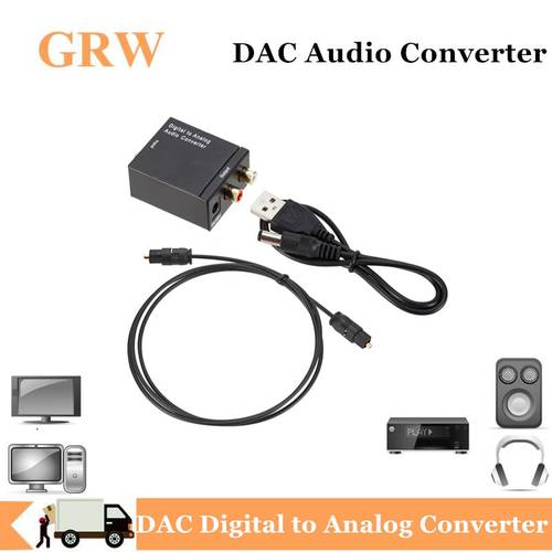 Grwibeou DAC digital to analog audio converter dac audio Toslink Coaxial Signal to RCA R/L Audio Decoder SPDIF ATV DAC Amplifier