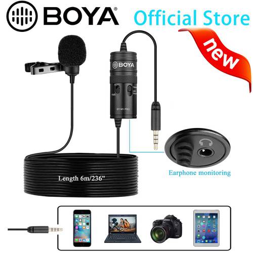 BOYA BY-M1 Pro Condenser Lavalier Microphone Lapel Microphone for PC iPhone Huawei Xiaomi Android DSLRs Streaming Vlog Microfone