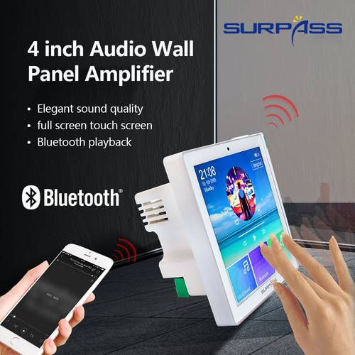 Wall Amplifier Fm Smart Home Audio Touch Screen Stereo Sound Home System Class D Amp Wireless Bluetooth-compatible Music Player