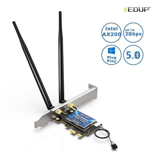 EDUP WiFi 6 WiFi Adapter 3000Mbps Intel AX200 PCI-E Wireless Network Card 2.4G/5GHz PCI Express WiFi6 Bluetooth5.1 Adapter Desk