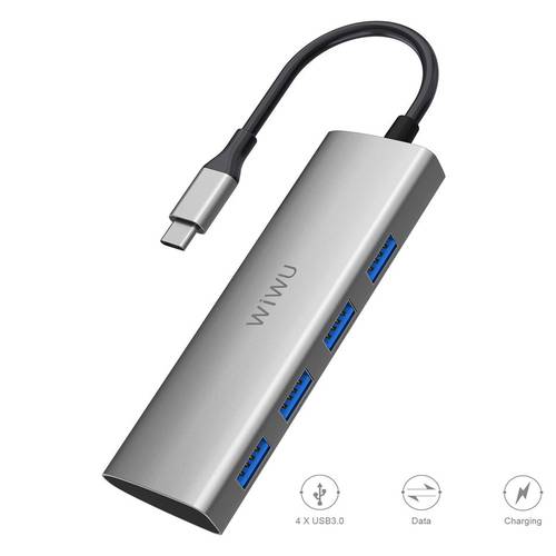 WIWU USB Hub 4 Ports Multi USB Adapter for MacBook Pro Air USB Splitter Type C Hub for Samsung Fast Charging Laptop USB Hub 3.0