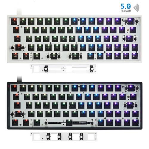 gk64xs gk64x gk64 hot swappable bluetooth wire wireless dual mode Custom Mechanical Keyboard rgb switch leds type c has software