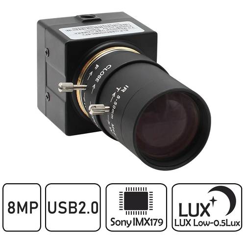 8MP USB Webcam Surveillance CCTV High Resolution IMX179 5-50mm Varifocal Lens Indurstrial USB Video Camera for PC Computer