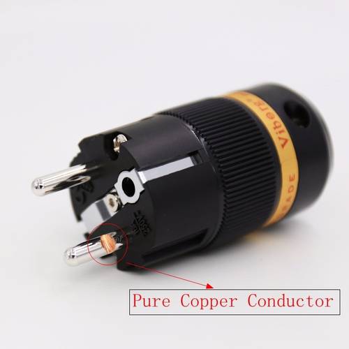 1Piece Viborg VE501R Pure copper Rhodium Plated Schuko Male Power Plug Connector Audio Male Plug HIFI Power Plug