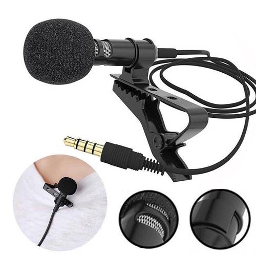 Portable External 3.5mm Hands-Free Wired Lapel Clip Microphone for Loudspeaker phone computer accessory
