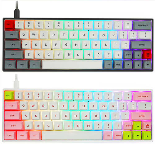 gk64x gk64 kailh silent red brown switch hot swappable switch Custom Mechanical Keyboard rgb switch leds type c split spacebar