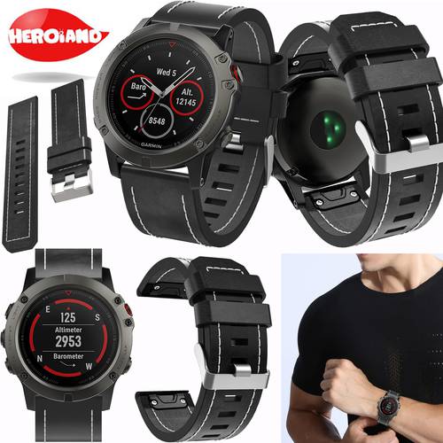 new sport Leather wristWatch Strap Easy fit quick Link Bracelet Belt 26MM For Garmin Fenix 5X fashion Smart Watch band wristband