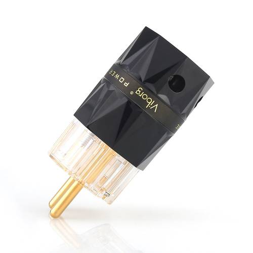 Viborg VE503G+VF503G Pure Copper Transparent 24K Gold Plated Schuko EU Power cable Extenstion adapter Plug