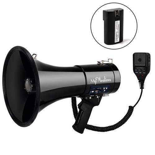 Brand New Portable Megaphone 50 Watt Power Megaphone Speaker Bullhorn Voice and Siren Alarm Modes with Volume Control and Strap