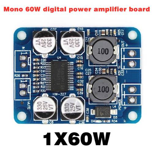 Dc 8-24V Digital power amplifier board Mono 1* 60W digital power amplifier board for speaker modification