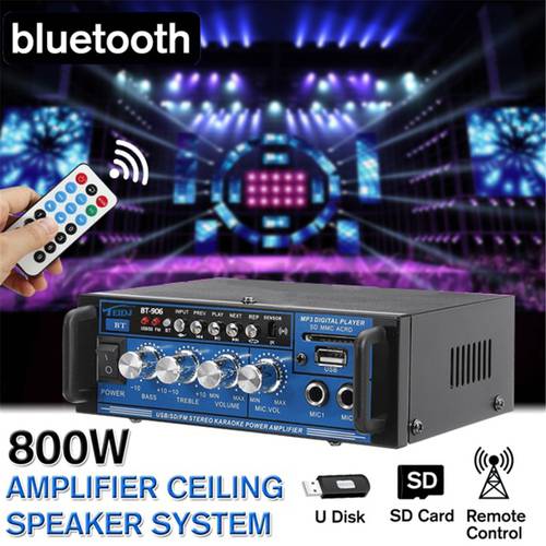 800W Digital Bluetooth Home Amplifier HIFI Stereo Subwoofer 220V 12V Home Theater Audio Sound System Professional AMP