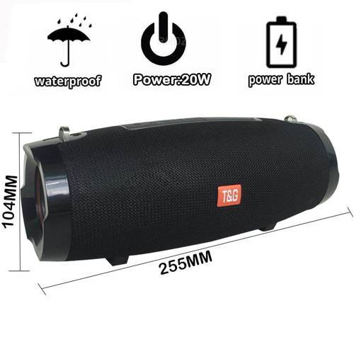 Portable Bluetooth Speaker 20W Wireless Bass Column Waterproof Outdoor Speaker Support AUX TF USB Boombox 3D Stereo Loudspeaker
