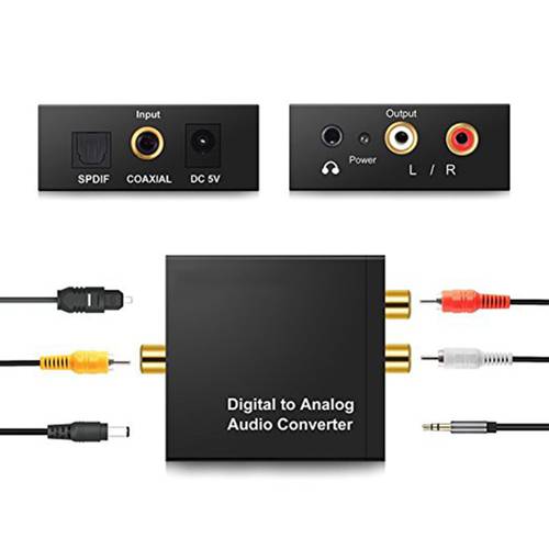 3.5MM Jack DAC Digital to Analog Audio Converter Decoder Optical Fiber Coaxial Stereo Audio Adapter To RCA Amplifiers USB Cable