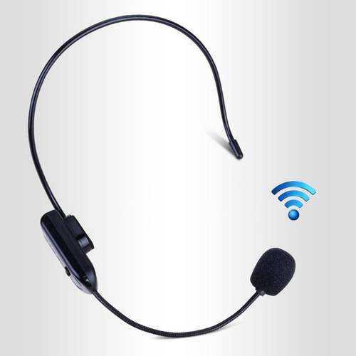 Black Portable FM Wireless Microphone Headset Radio Megaphone For Tour Guide Teaching Meeting Lectures Supplies