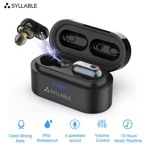 2022 SYLLABLE S101 TWS of QCC3020 Chip Earphones 10 hours True Wireless Stereo Earbuds Strong bass Headset SYLLABLE S101 500mah