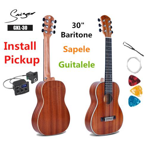 Guitalele Guilele 30 Inches Mini Electric Guitarlele Baritone Acoustic Guitars 6 Strings Ukelele Pickup Travel Guitar Music