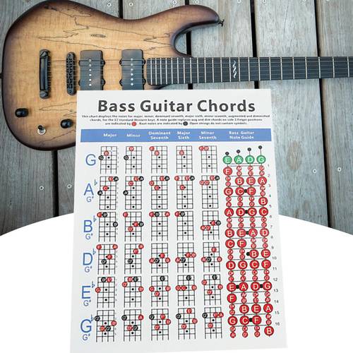 4 Strings Electric Bass Guitar Chord Chart Music Instrument Practice Accessories