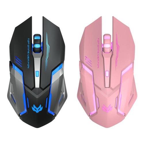 Pink Black T1 Ergonomic 2.4G Rechargeable Mouse for PC Computer Silent Backlit USB Optical Wireless Gaming Mouse