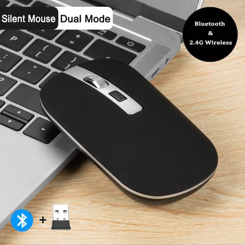 Bluetooth Mouse 2.4G Wireless Mouse Dual Mode Silent Mouse 1600DPI Rechargeable Mute Mouse Mice for Laptop PC
