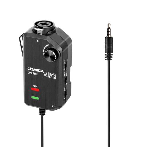 Comica AD2 XLR/ 6.35mm Microphone Preamp with XLR/Guitar Interface Adaptor for iPhone iPad Mac/PC Android Phone DSLR Cameras