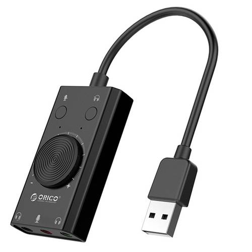 ORICO SC2 External USB Sound Card Volume Adjustable 3-Port Mic Headphone Audio Card Adapter for PC External sound card