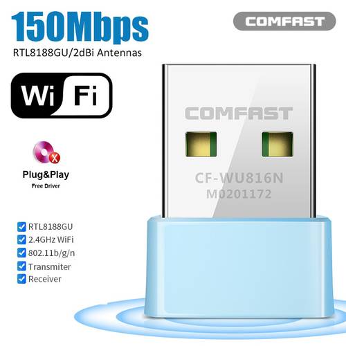 Mini WiFi Adapter Free Driver USB WiFi Adapter Wi Fi Dongle 150M Network Card Ethernet Wireless Wi-Fi Receiver for PC computer