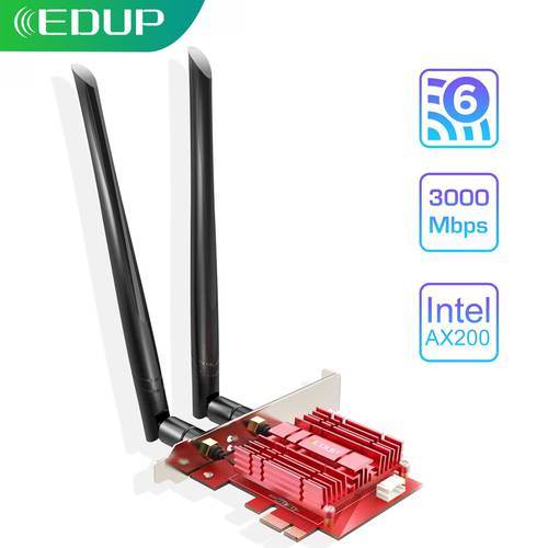 EDUP 3000Mbps WiFi6 PCI-E Bluetooth 5.1 Dual Band Gaming Wireless PCIe Card WiFi Adapter 2.4G/5G 802.11AX Wi-Fi Intel AX200 PC