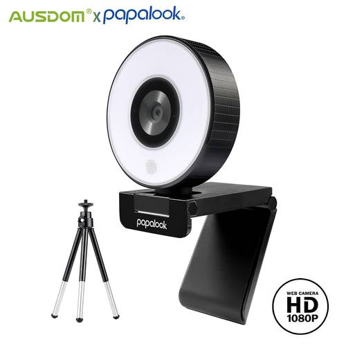 PAPALOOK PA552 Webcam HD 1080P Fixed Focus USB Web Camera With Microphone Light Tripod for PC Twitch Skype OBS Streaming