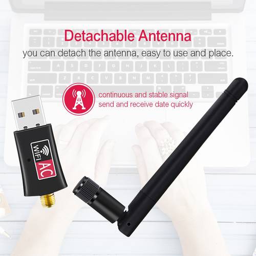 USB Wifi Adapter AC600 Dual Band 600Mbps Network Card Receiver WiFi with Antenna PC Computer Network Card Wifi Receiver