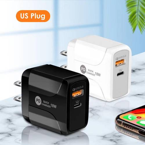 QC3.0 Fast Charging Mobile Phone Charger Type-C 18W PD Charger For Xiaomi Huawei Samsung For Most Smartphones Accessories