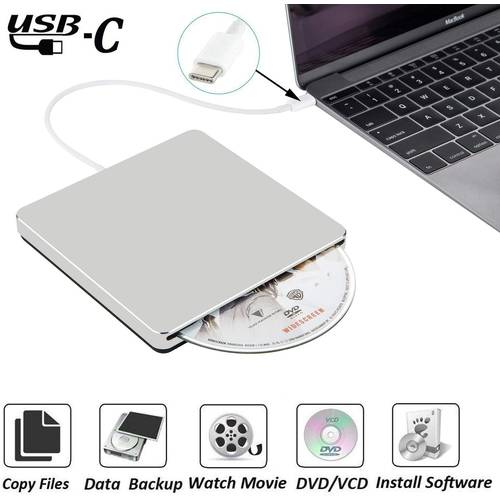 External DVD Burner Drive USB 3.0/Type-C Optical Drive Slim Slot-in CD/DVD+/-RW Burner Player USB C Superdrive for Mac/ Window