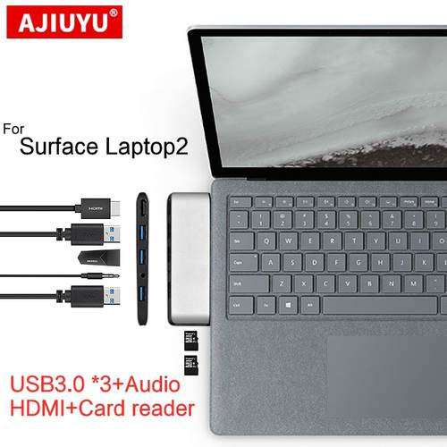 AJIUYU USB C Hub For Microsoft Surface Pro X Pro7 Type-C Dock Adapter USB 3.0 HDMI Port TF SD Card Reader Multi Docking Splitter