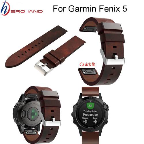 Watch Bracelet Watchbands Genuine Leather Strap Watch Band Watch Accessories Wristband For Garmin Fenix 5/ 5 Plus Watchband 22mm