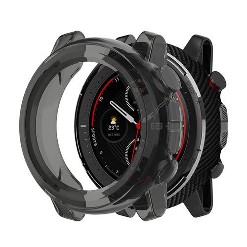 For Xiaomi Huami Amazfit Silicone Case Clear Soft TPU Watch Bumper Protective Cover For Huami Amazfit Tempered Glass Film Frame