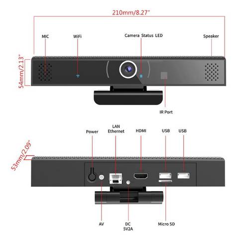 3-in-1 1080P Webcam HDWeb Camera Built-in Speaker and Microphone USB Plug